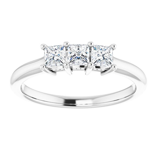 0.54 ct. Princess Cut Diamond 3 Stone Wedding Band-VIRABYANI